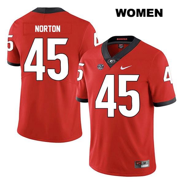 Georgia Bulldogs Women's Bill Norton #45 NCAA Legend Authentic Red Nike Stitched College Football Jersey HNG1356AO